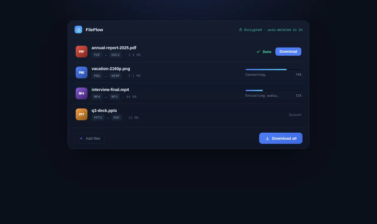 FileFlow — conversion queue